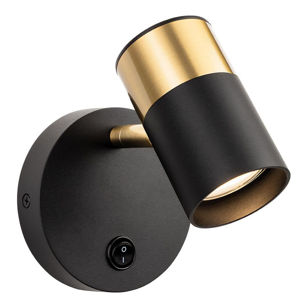 Firstlight Roma Wall Wall Spotlight with On/Off Switch in Black and Brushed Brass - Image 1