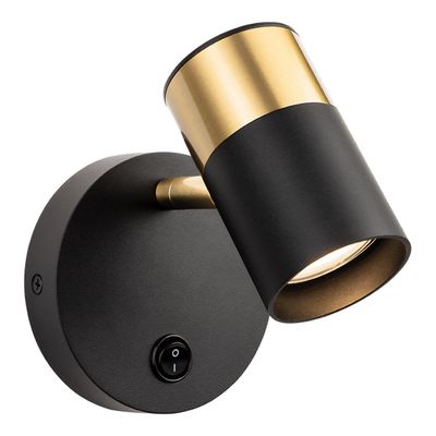 Firstlight Roma Wall Wall Spotlight with On/Off Switch in Black and Brushed Brass