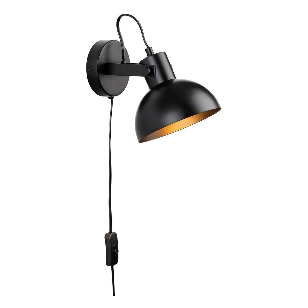 Firstlight Plug-In Adjustable Wall Wall Spotlight with On/Off Switch in Black - Image 1