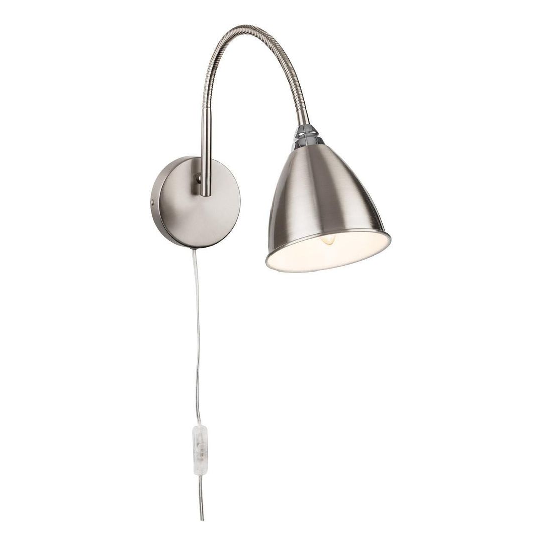 Firstlight Plug-In Wall Wall Light with On/Off Switch in Brushed Steel - Image 1