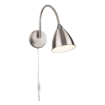Firstlight Plug-In Wall Wall Light with On/Off Switch in Brushed Steel