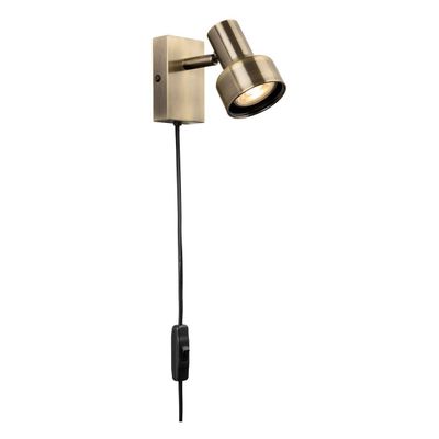 Firstlight Plug-In Wall Wall Spotlight with On/Off Switch in Antique Brass