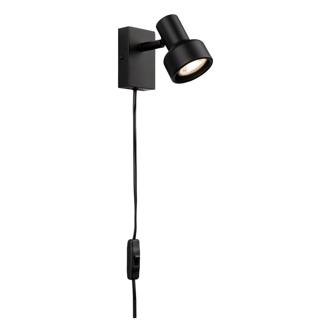 Firstlight Plug-In Compact Wall Wall Spotlight with On/Off Switch in Black - Image 1