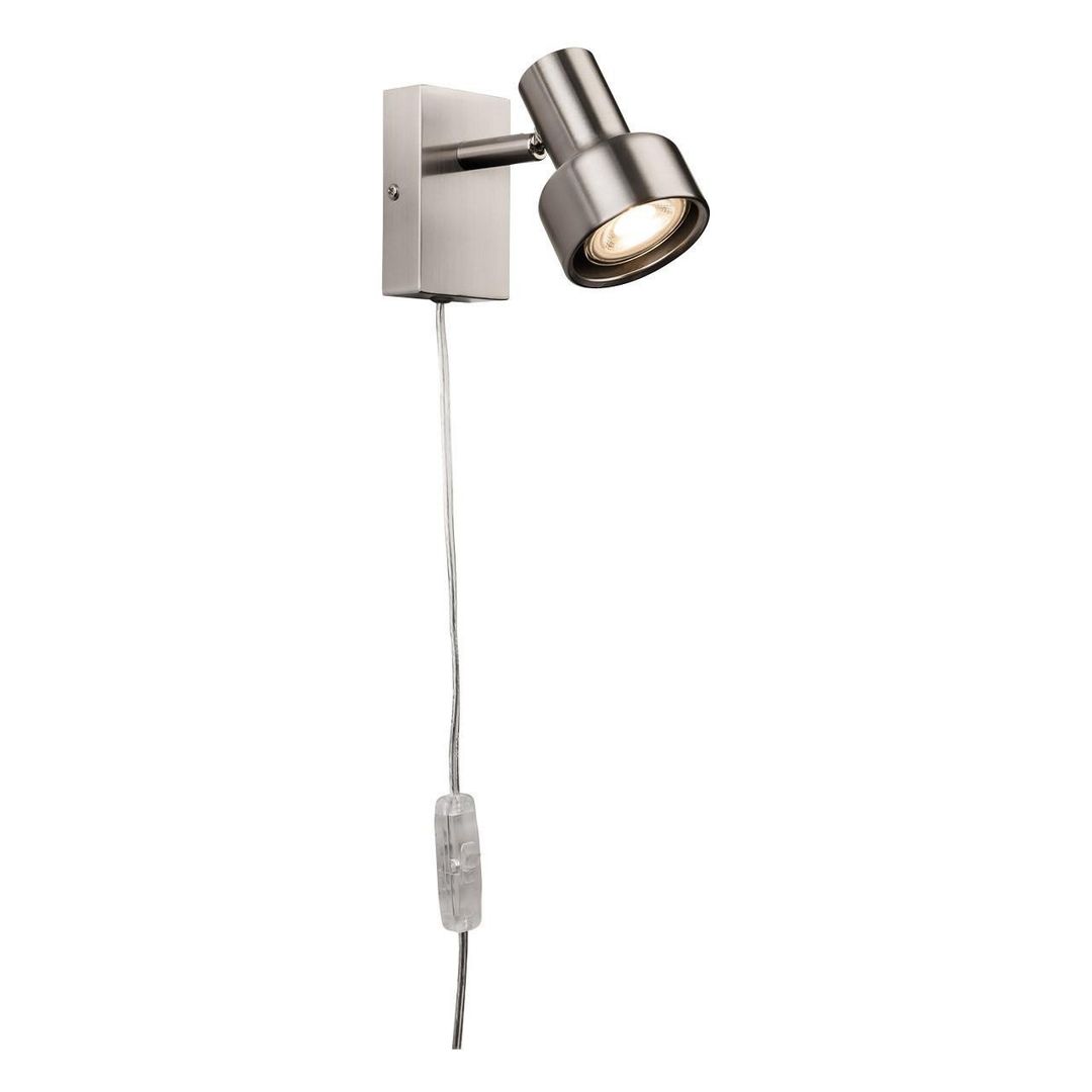 Firstlight Plug-In Compact Wall Wall Spotlight with On/Off Switch in Brushed Steel - Image 1