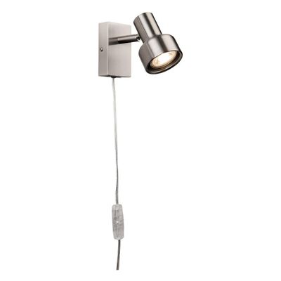 Firstlight Plug-In Compact Wall Wall Spotlight with On/Off Switch in Brushed Steel