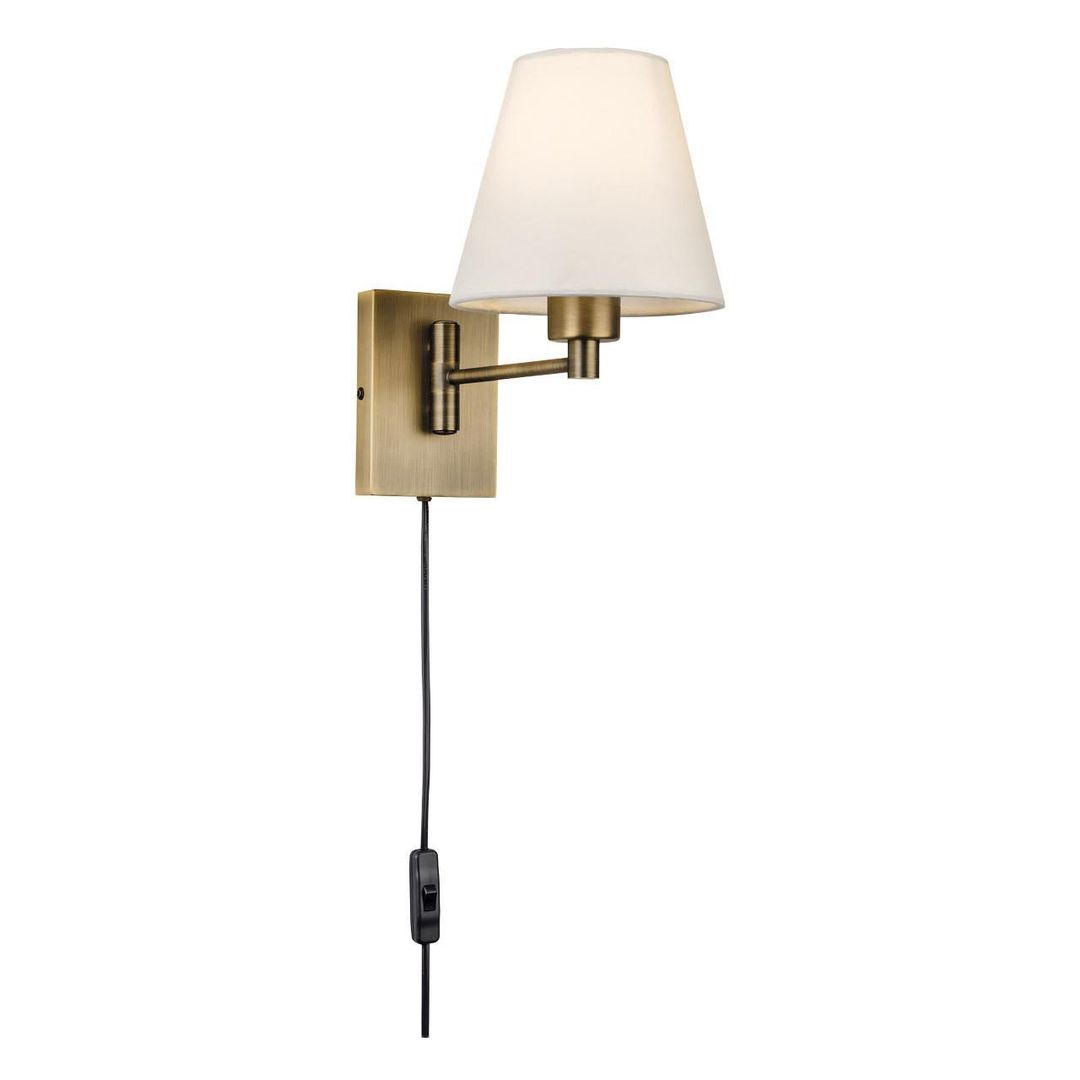 Firstlight Plug-In Wall Wall Light with On/Off Switch in Bronze with Cream Shade - Image 1