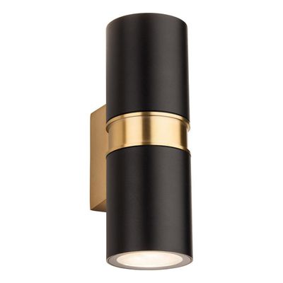 Firstlight Hampton Outdoor Wall Up and Down Light in Black and Brushed Brass