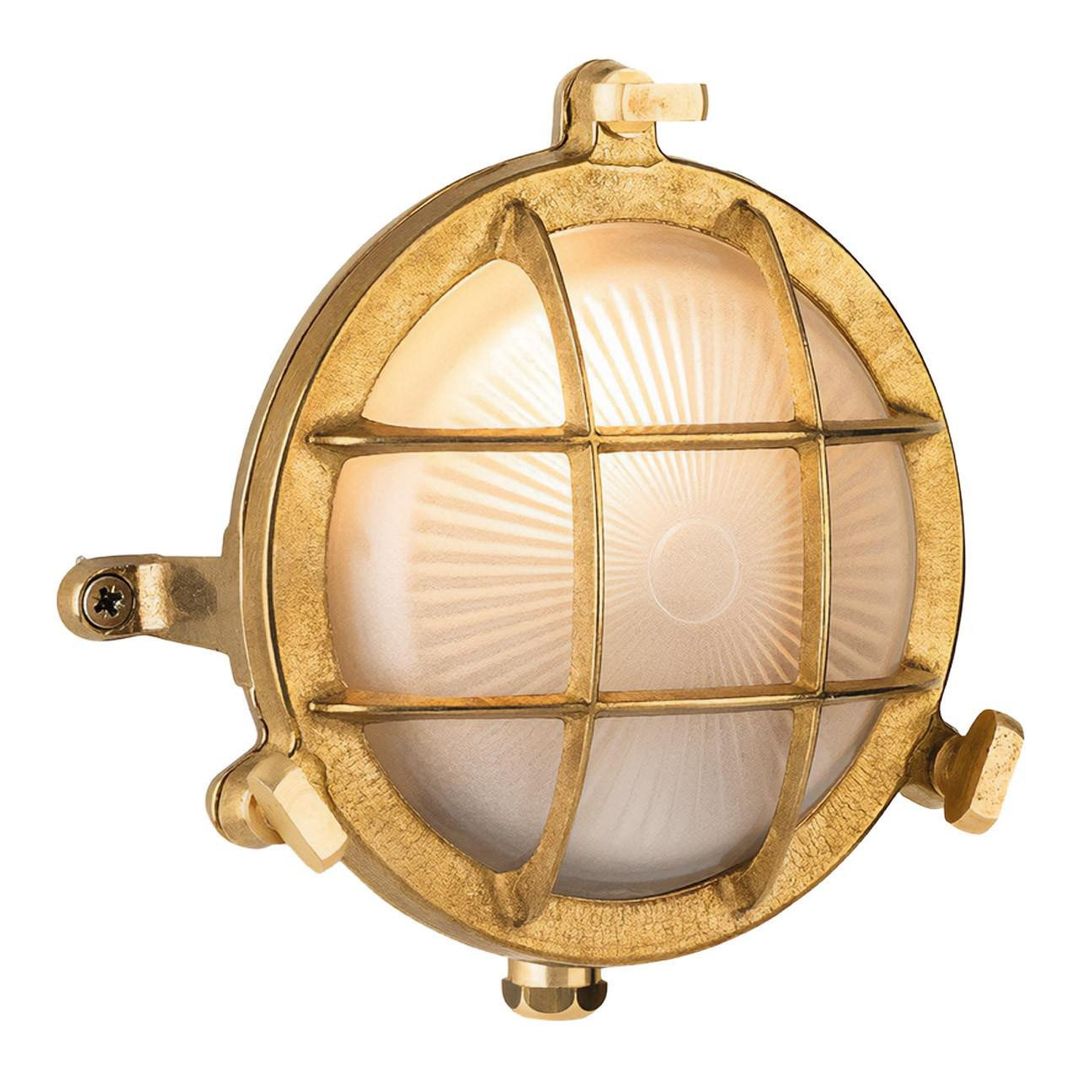 Firstlight Nautic Outdoor Wall Bulkhead Grille Frosted in Brass - Image 1