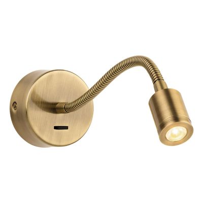Firstlight LED Spring Adjustable Wall Wall Spotlight with On/Off Switch 3000K in Antique Brass