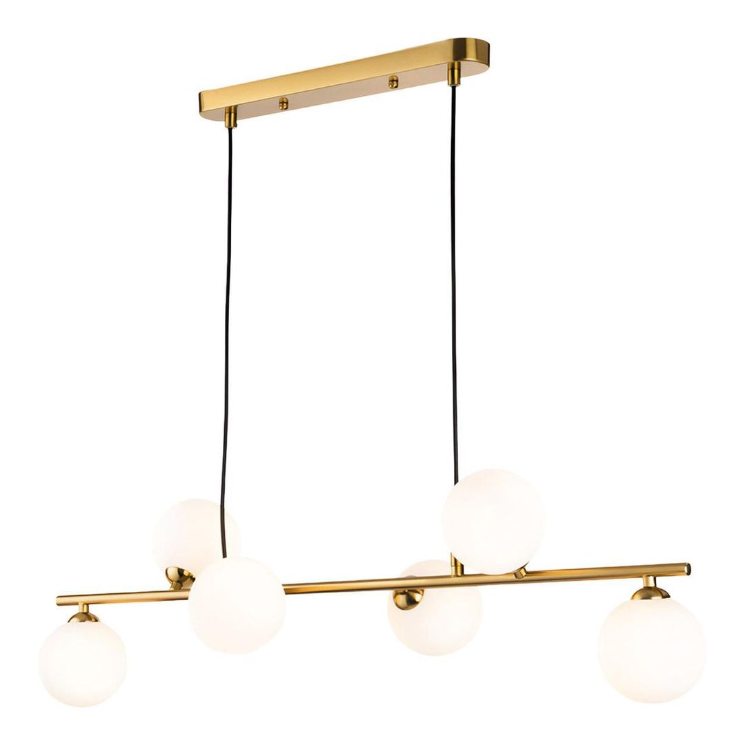 Firstlight Groves 6-Light Pendant Bar Light Opal in Brushed Brass - Image 1