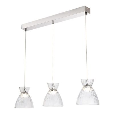 Firstlight LED Royale 3-Light Pendant Light Warm White 3000K Clear in Chrome