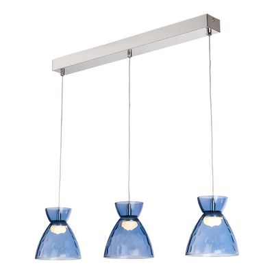 Firstlight LED Royale 3-Light Pendant Light Warm White 3000K Blue in Chrome
