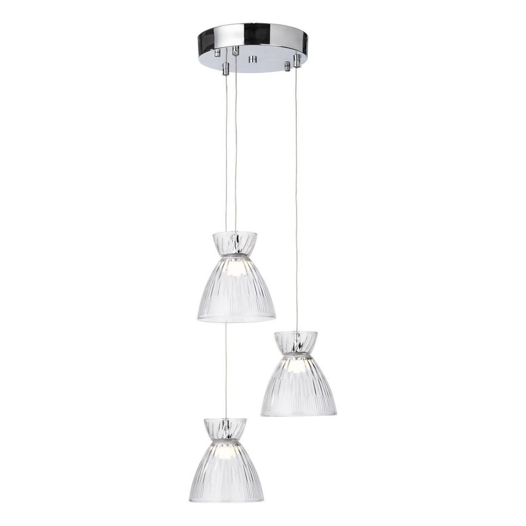Firstlight LED Royale 3-Light Cluster Pendant Light Warm White 3000K Clear in Chrome - Image 1