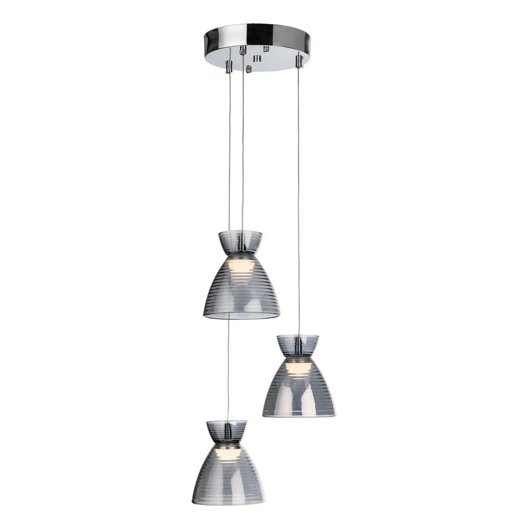 Firstlight LED Royale 3-Light Cluster Pendant Light Warm White 3000K Smoked in Chrome - Image 1