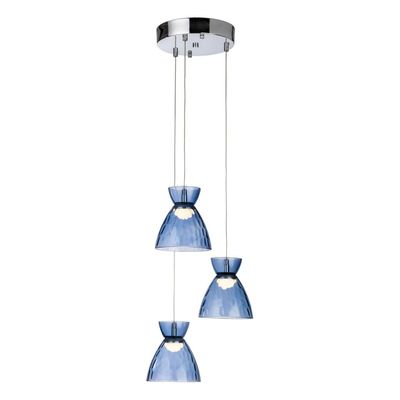 Firstlight LED Royale 3-Light Cluster Pendant Light Warm White 3000K Blue in Chrome