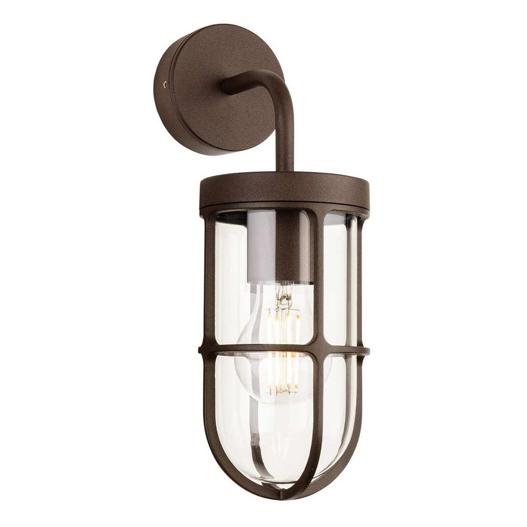 Firstlight Bowen Outdoor Wall Lantern Wall Light Clear in Rustic Brown - Image 1