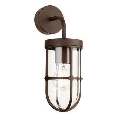 Firstlight Bowen Outdoor Wall Lantern Wall Light Clear in Rustic Brown