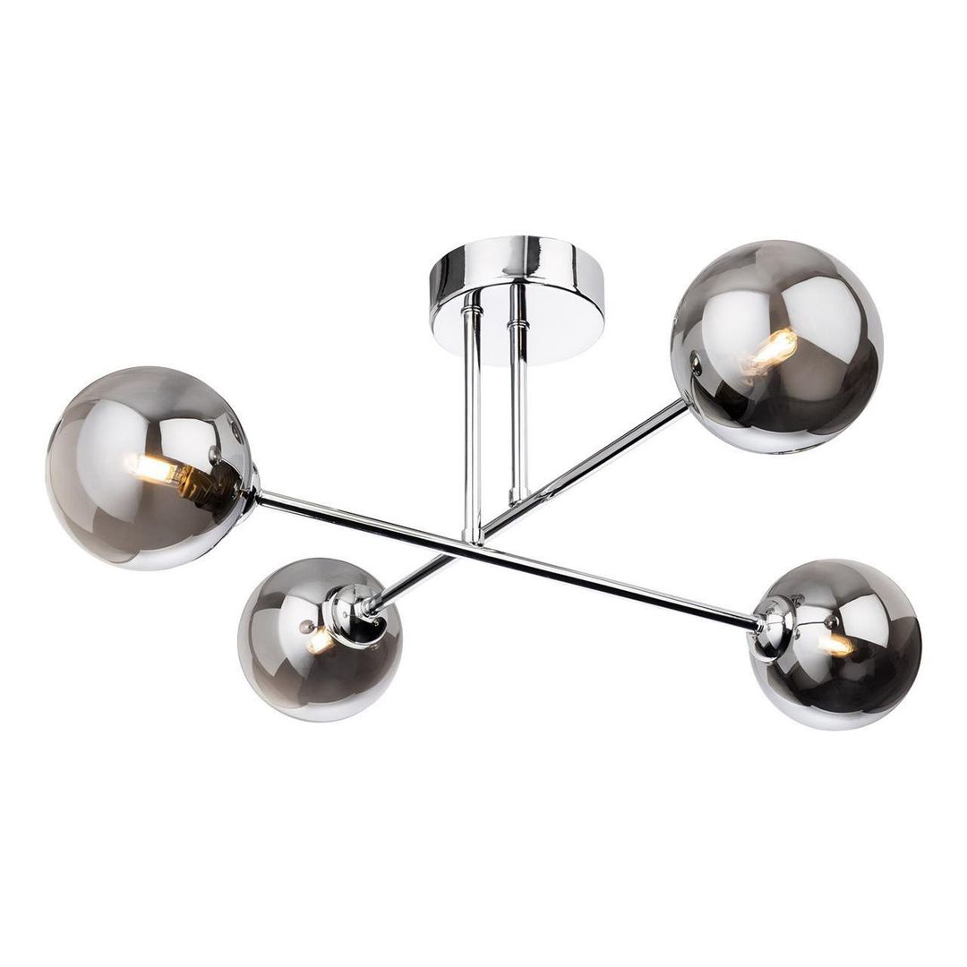 Firstlight Lando 4-Light Semi-Flush Ceiling Light Smoked in Chrome - Image 1