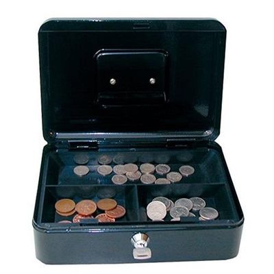 ValueX Metal Cash Box 250mm (10 Inch) Key Lock Black - CBBK10