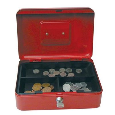 ValueX Metal Cash Box 300mm (12 Inch) Key Lock Red - CBRD12