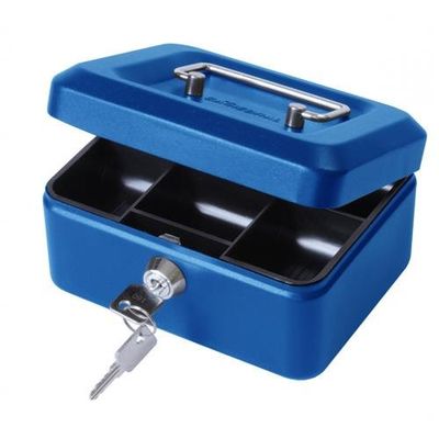 ValueX Metal Cash Box 150mm (6 inch) Key Lock Blue - CBBL6