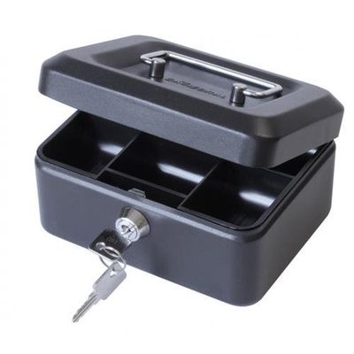 ValueX Metal Cash Box 150mm (6 inch) Key Lock Black - CBBK6