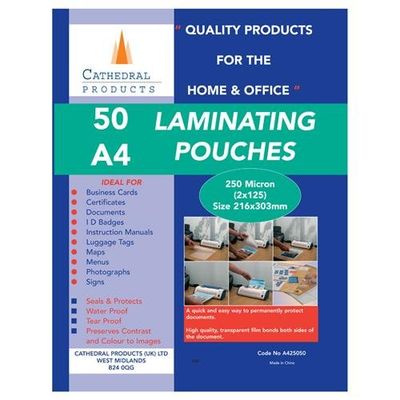 Valuex Laminating Pouch A4 2X125 Micron Gloss (Pack 50) - Lpa425050