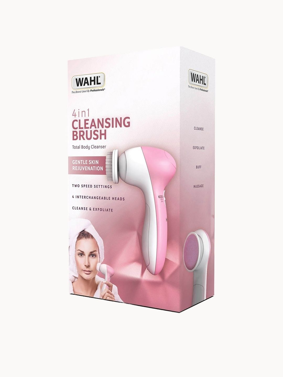 Wahl Women's 4in1 Cleansing Brush - Cleanser, Exfoliating, Massage & Nail Buffer in Pink - Image 1