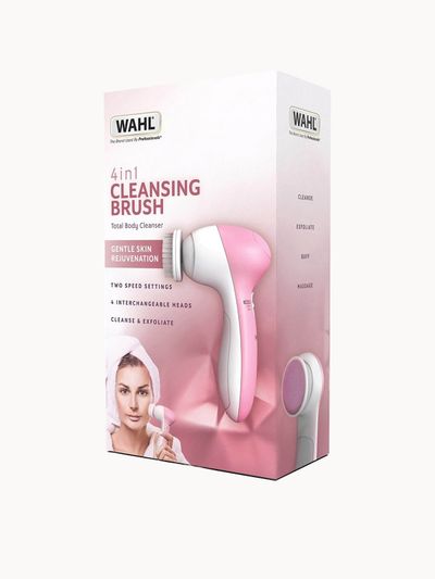 Wahl Women's 4in1 Cleansing Brush - Cleanser, Exfoliating, Massage & Nail Buffer in Pink