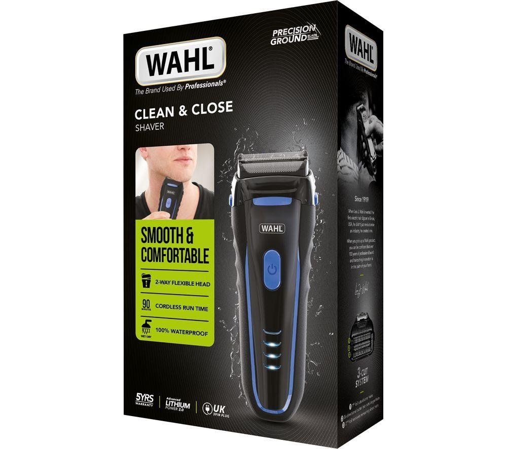 WAHL Clean & Close Wet & Dry Stubble Foil Shaver - Black & Blue, Black,Blue - Image 1