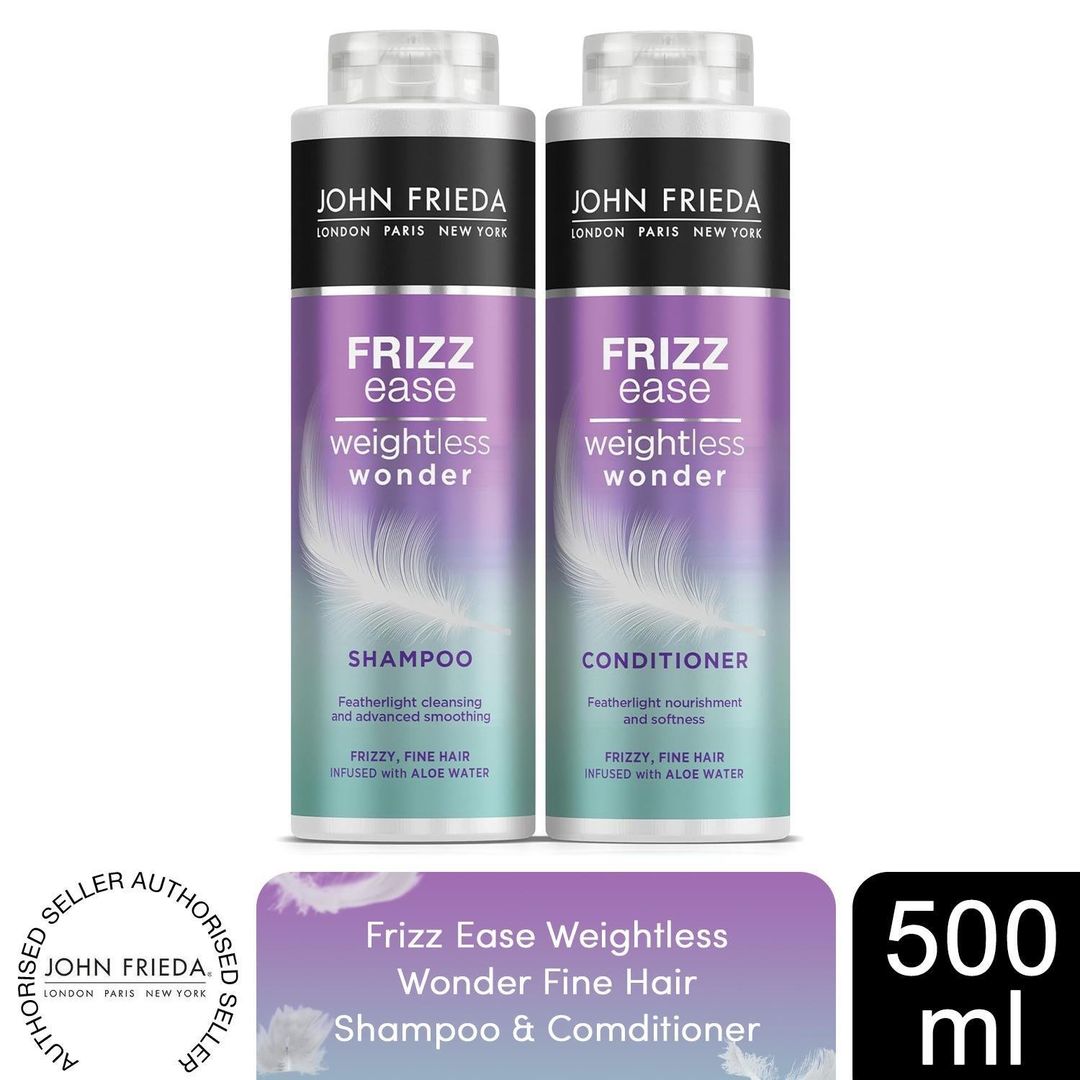 John Frieda Frizz Ease Weightless Wonder Hair Shampoo and Conditioner Duo, 500ml - Duo Pack - Image 1