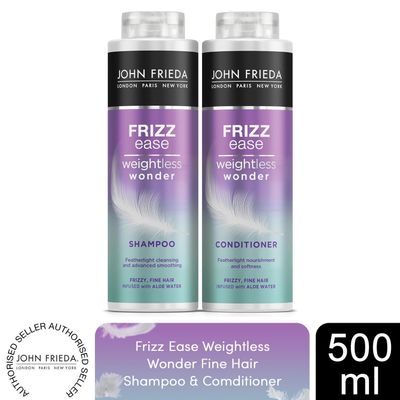 John Frieda Frizz Ease Weightless Wonder Hair Shampoo and Conditioner Duo, 500ml - Duo Pack