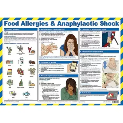 Food Allergies and Anaphylactic Shock First Aid Laminated Guidance Poster A2 - A729
