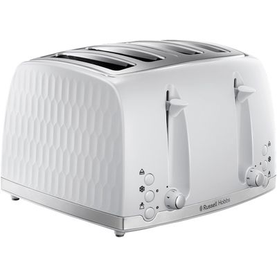 RUSSELL HOBBS Honeycomb 4-Slice Toaster - White, White