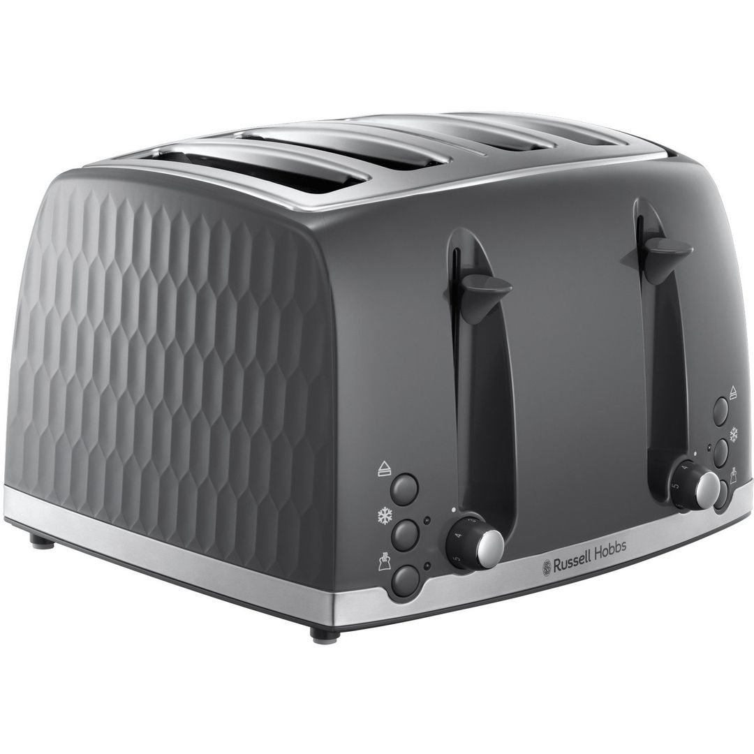 RUSSELL HOBBS Honeycomb 26073 4-Slice Toaster - Grey, Silver/Grey - Image 1