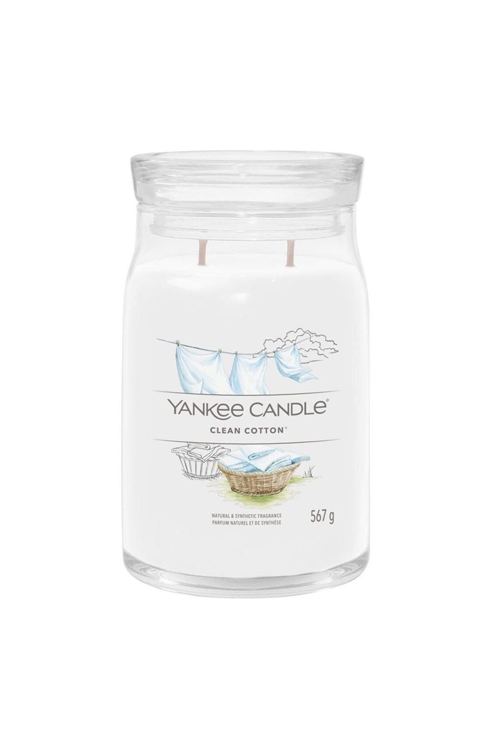 Yankee Candle Signature Large Jar Candle - Clean Cotton 567g in White | Size: 567 g - Image 1