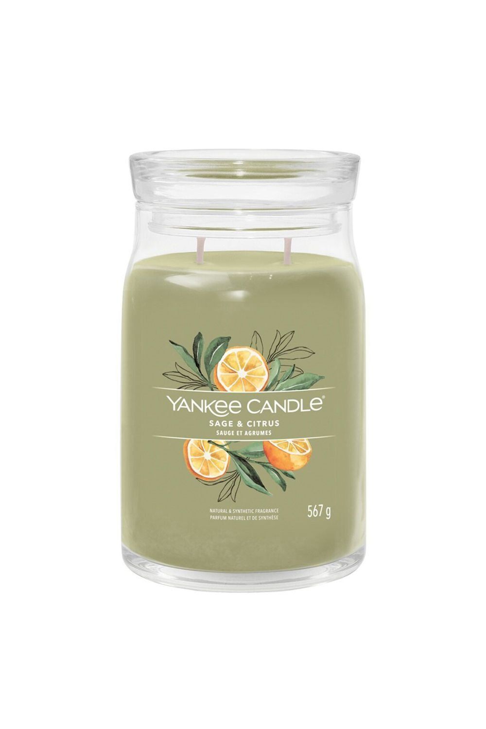 Yankee Candle Signature Large Jar Candle - Sage & Citrus 567g in Green | Size: 567 g - Image 1