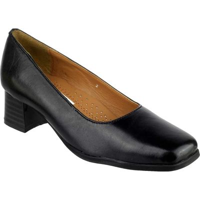 Amblers Walford Ladies Shoes Leather Court Black Size 3.5