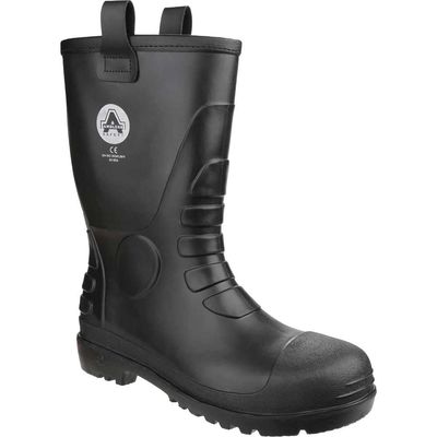 Amblers Safety FS90 Waterproof Pvc Pull On Safety Rigger Boots Black Size 12