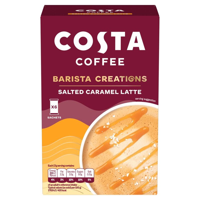 Costa Coffee Barista Creations Salted Caramel Latte 6 x 17g (102g) - Image 1