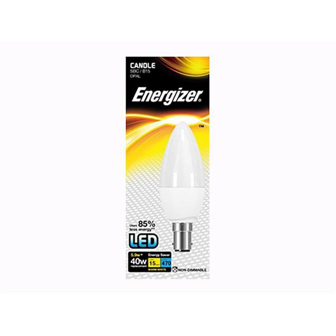 Energizer, Candle LED, 470 Lumens, Warm White, Opal B15 - White - Image 1