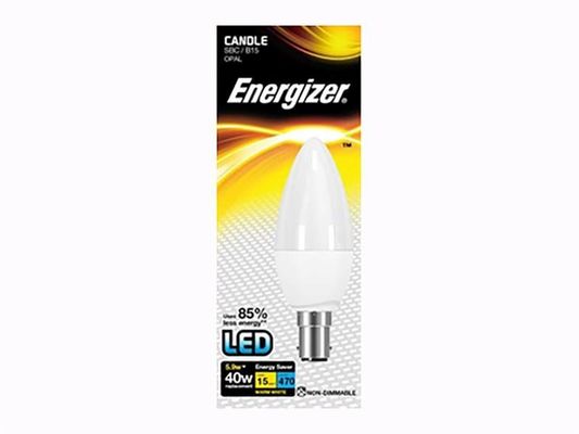 Energizer, Candle LED, 470 Lumens, Warm White, Opal B15 - White - Thumbnail 2