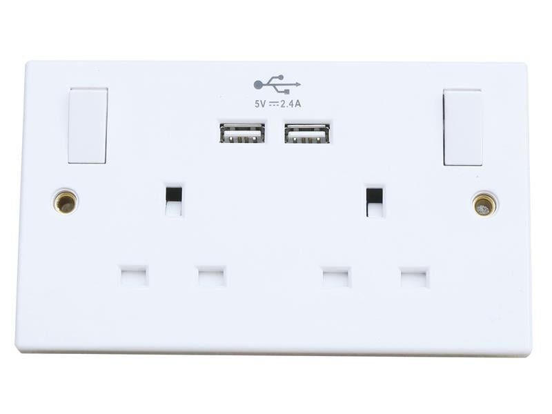 Dencon 4410NB Switched Socket 2-Gang + 2 Usb Ports 13A - Image 1
