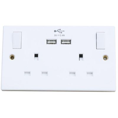 Dencon 4410NB Switched Socket 2-Gang + 2 Usb Ports 13A - Thumbnail 2