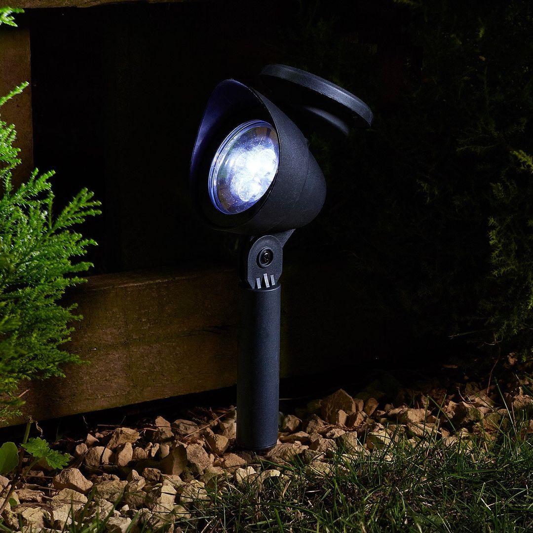 SuperBright LED Solar Garden Spotlight PRIMA (4 Pack) White Black - Image 1