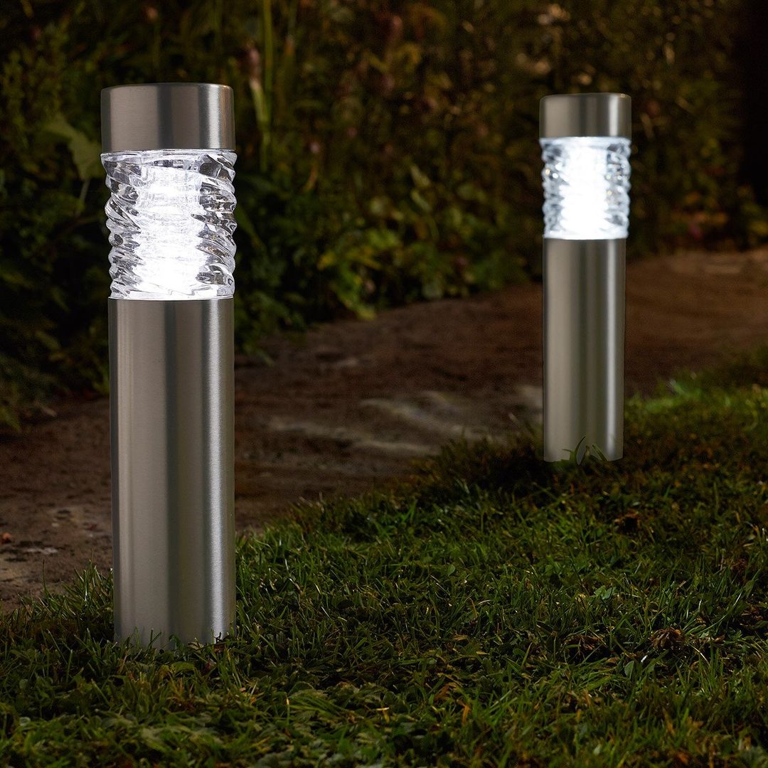 SuperBright LED Solar Bollard Light STELLA (4 Pack) White Brushed Stainless Steel - Image 1