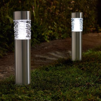 SuperBright LED Solar Bollard Light STELLA (4 Pack) White Brushed Stainless Steel