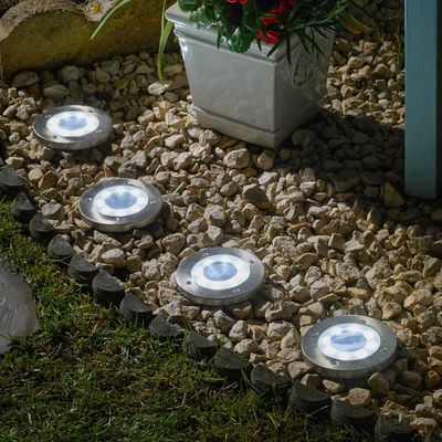 SuperBright LED Solar Ground Up Light (4 Pack) White Brushed Stainless Steel