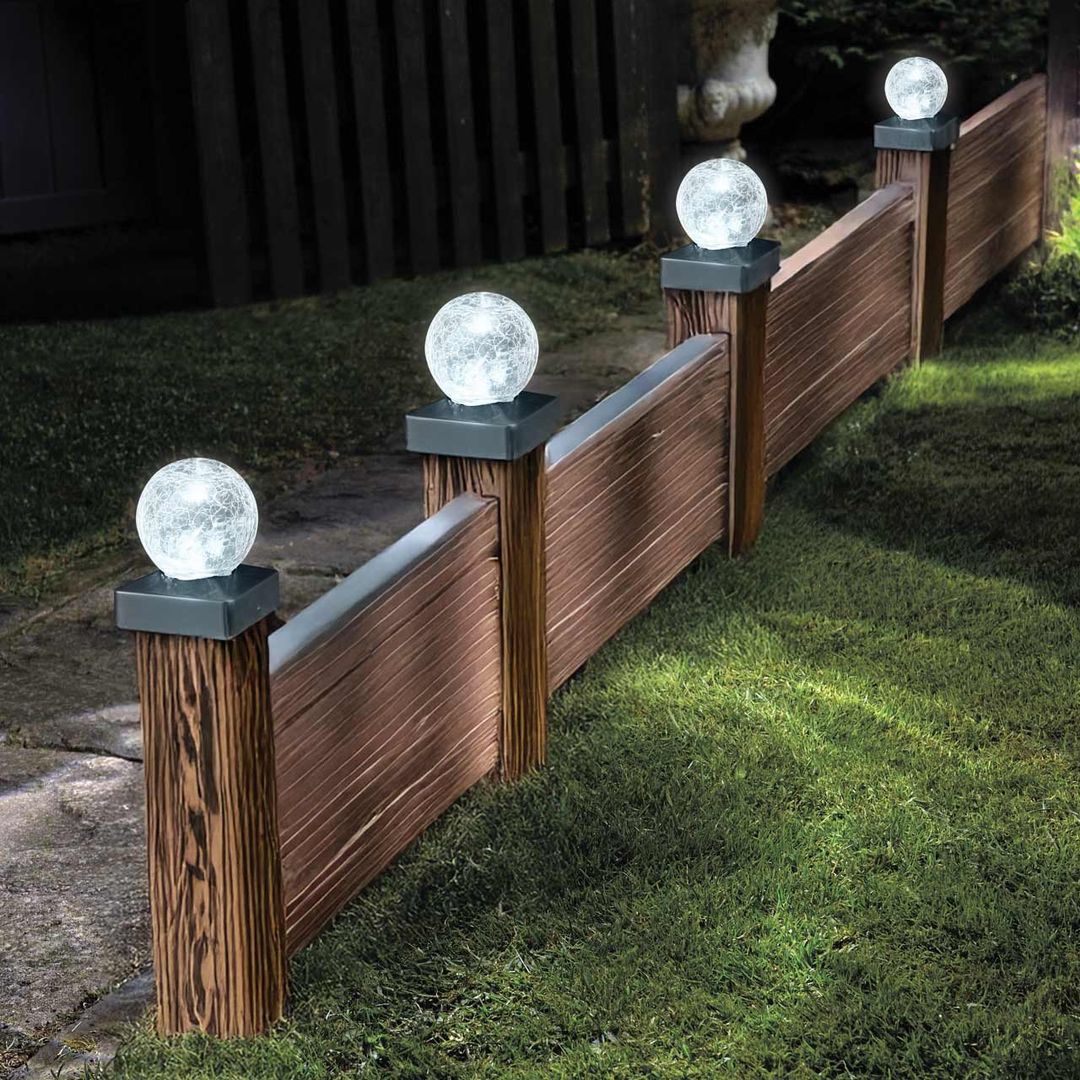 SuperBright LED Crackle Ball Post Light (4 Pack) - Image 1