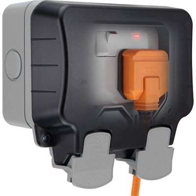 Masterplug Ip66 Weatherproof Outdoor Switched Socket 2-Gang - Grey - Thumbnail 2